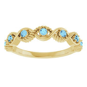 14K Yellow Natural Aquamarine Stackable Ring