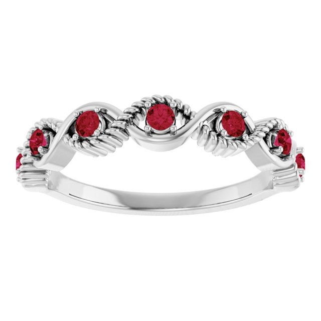 Sterling Silver Lab-Grown Ruby Stackable Ring