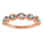 14K Rose Natural Aquamarine Stackable Ring