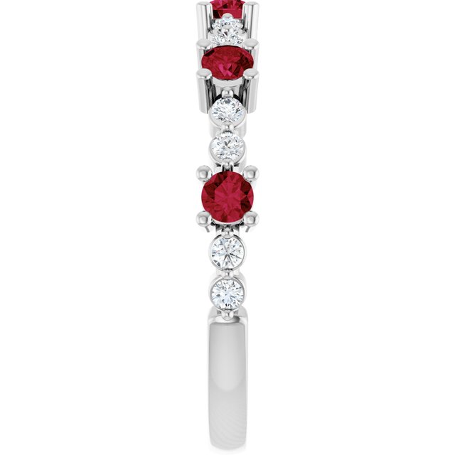Sterling Silver Lab-Grown Ruby & 1/6 CTW Natural Diamond Ring