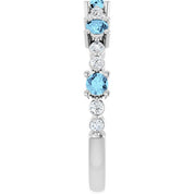 14K White Natural Aquamarine & 1/6 CTW Natural Diamond Ring