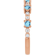 14K Rose Natural Aquamarine & 1/6 CTW Natural Diamond Ring