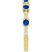 14K Yellow Natural Blue Sapphire & 1/6 CTW Natural Diamond Ring