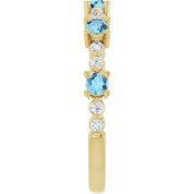 14K Yellow Natural Aquamarine & 1/6 CTW Natural Diamond Ring