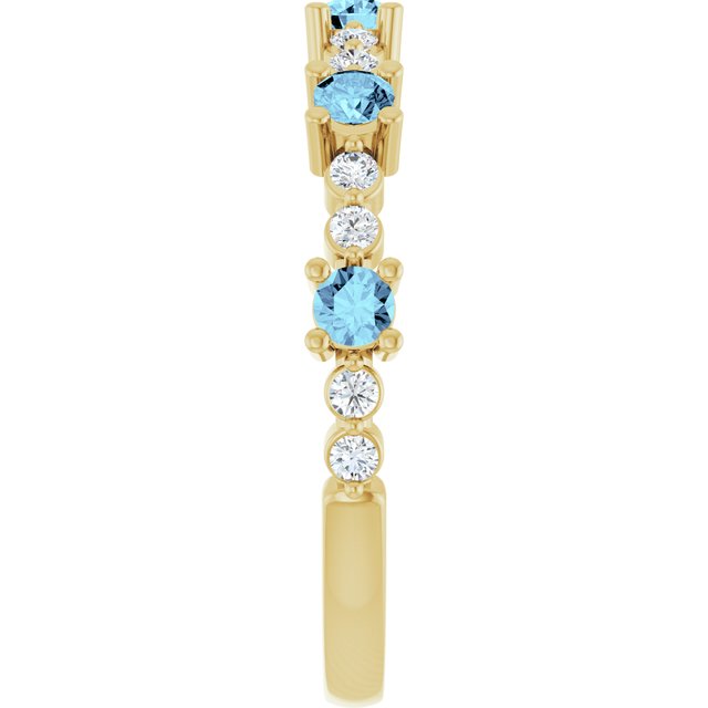 14K Yellow Natural Aquamarine & 1/6 CTW Natural Diamond Ring