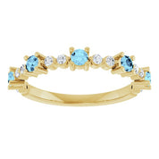 14K Yellow Natural Aquamarine & 1/6 CTW Natural Diamond Ring