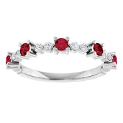 Sterling Silver Lab-Grown Ruby & 1/6 CTW Natural Diamond Ring