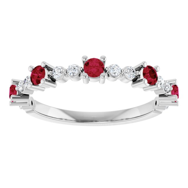 Sterling Silver Lab-Grown Ruby & 1/6 CTW Natural Diamond Ring