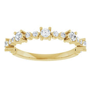 14K Yellow Natural White Sapphire & 1/6 CTW Natural Diamond Ring