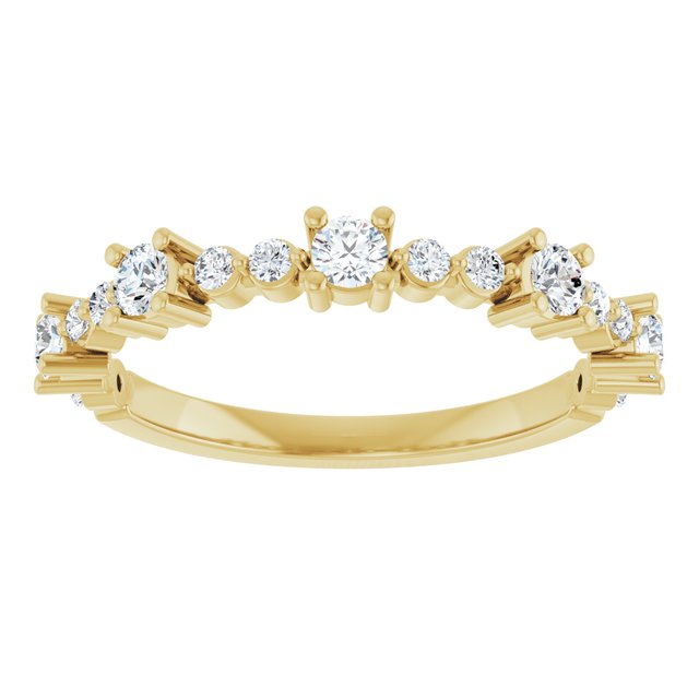 14K Yellow Natural White Sapphire & 1/6 CTW Natural Diamond Ring
