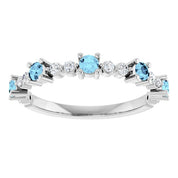 14K White Natural Aquamarine & 1/6 CTW Natural Diamond Ring