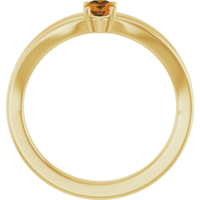 14K Yellow Natural Citrine Youth Solitaire Ring