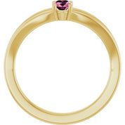 14K Yellow Natural Pink Tourmaline Youth Solitaire Ring