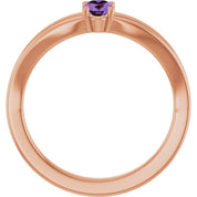 14K Rose Natural Amethyst Youth Solitaire Ring
