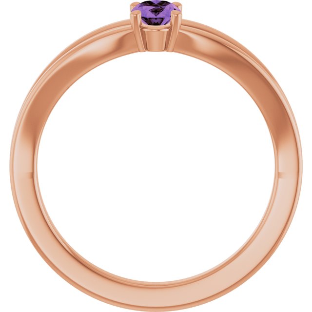 14K Rose Natural Amethyst Youth Solitaire Ring