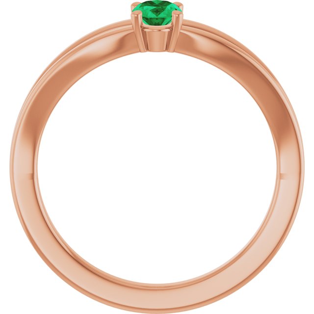 14K Rose Lab-Grown Emerald Youth Solitaire Ring