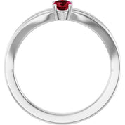 Sterling Silver Imitation Ruby Solitaire Youth Ring
