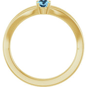 14K Yellow Natural Aquamarine Youth Solitaire Ring