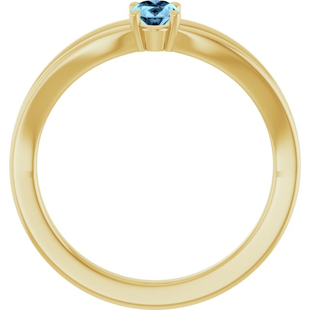 14K Yellow Natural Aquamarine Youth Solitaire Ring