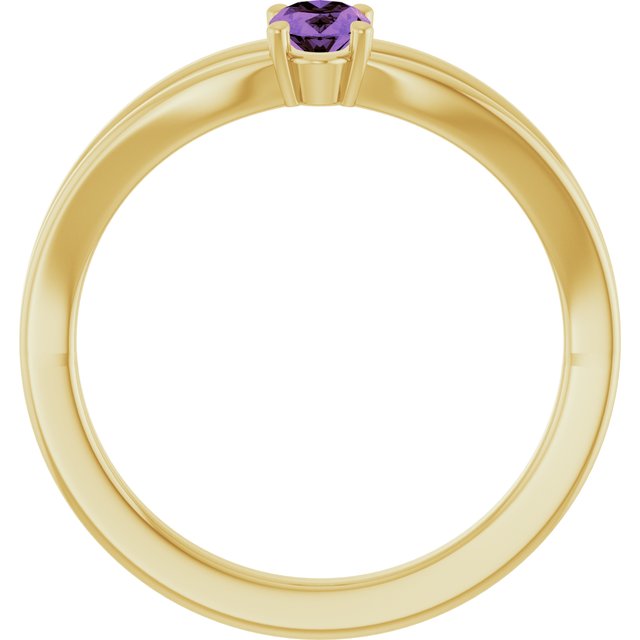 14K Yellow Natural Amethyst Youth Solitaire Ring