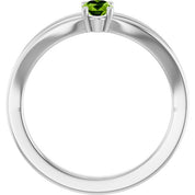 Sterling Silver Imitation Peridot Solitaire Youth Ring