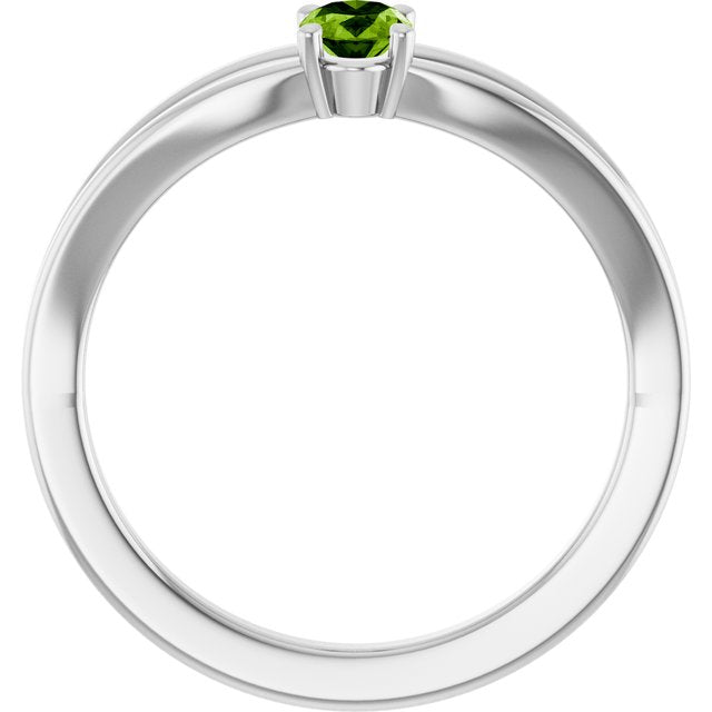 Sterling Silver Imitation Peridot Solitaire Youth Ring