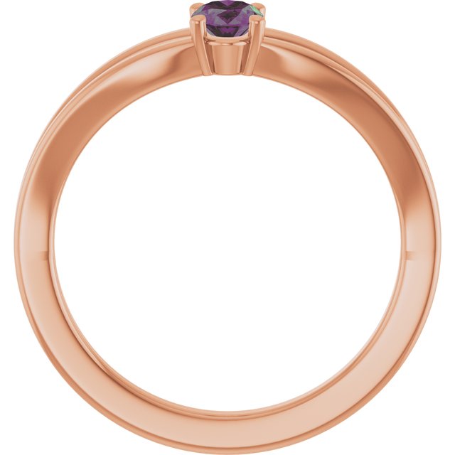 14K Rose Lab-Grown Alexandrite Youth Solitaire Ring