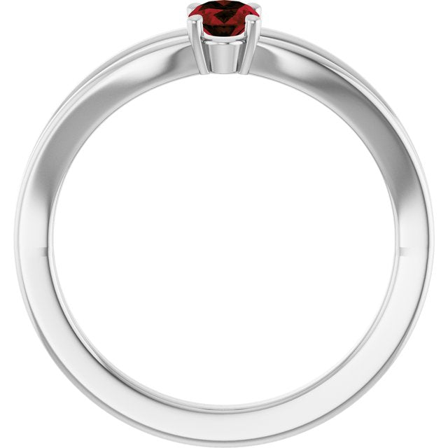 Sterling Silver Imitation Mozambique Garnet Solitaire Youth Ring