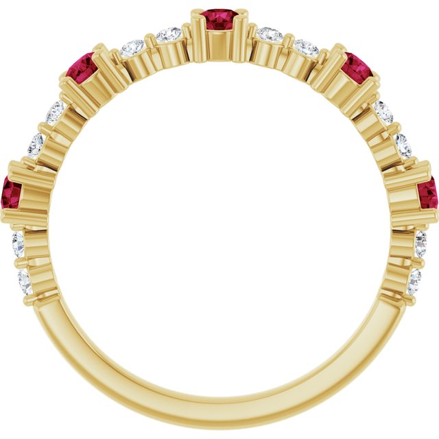 14K Yellow Natural Ruby & 1/6 CTW Natural Diamond Ring