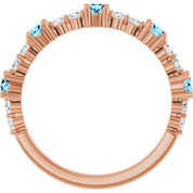 14K Rose Natural Aquamarine & 1/6 CTW Natural Diamond Ring