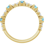 14K Yellow Natural Aquamarine & 1/6 CTW Natural Diamond Ring