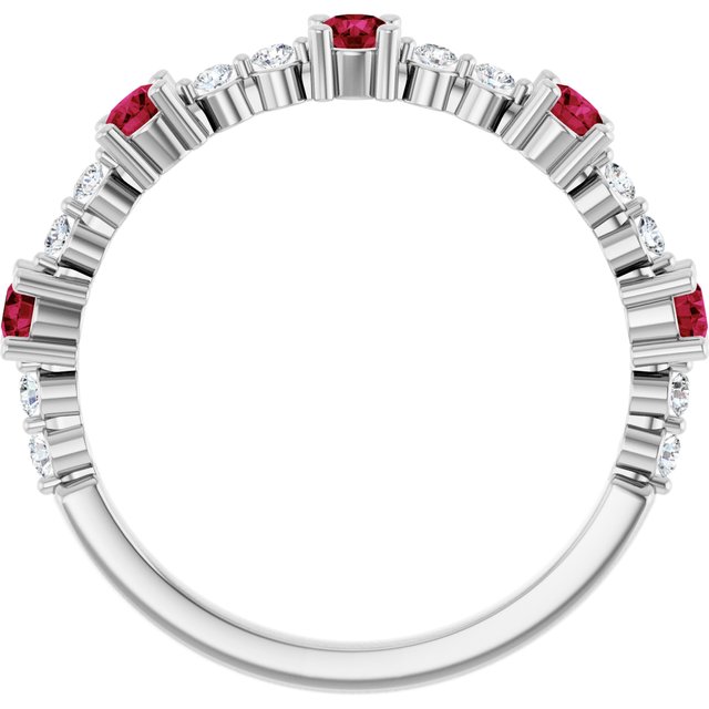 Sterling Silver Lab-Grown Ruby & 1/6 CTW Natural Diamond Ring