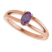 14K Rose Lab-Grown Alexandrite Youth Solitaire Ring