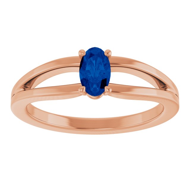 14K Rose Natural Blue Sapphire Youth Solitaire Ring