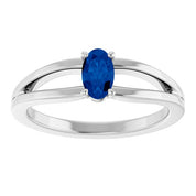 14K White Natural Blue Sapphire Youth Solitaire Ring