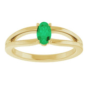 14K Yellow Natural Emerald Youth Solitaire Ring