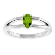 Sterling Silver Imitation Peridot Solitaire Youth Ring