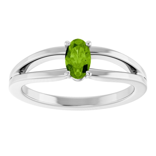 Sterling Silver Imitation Peridot Solitaire Youth Ring