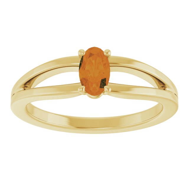 14K Yellow Natural Citrine Youth Solitaire Ring