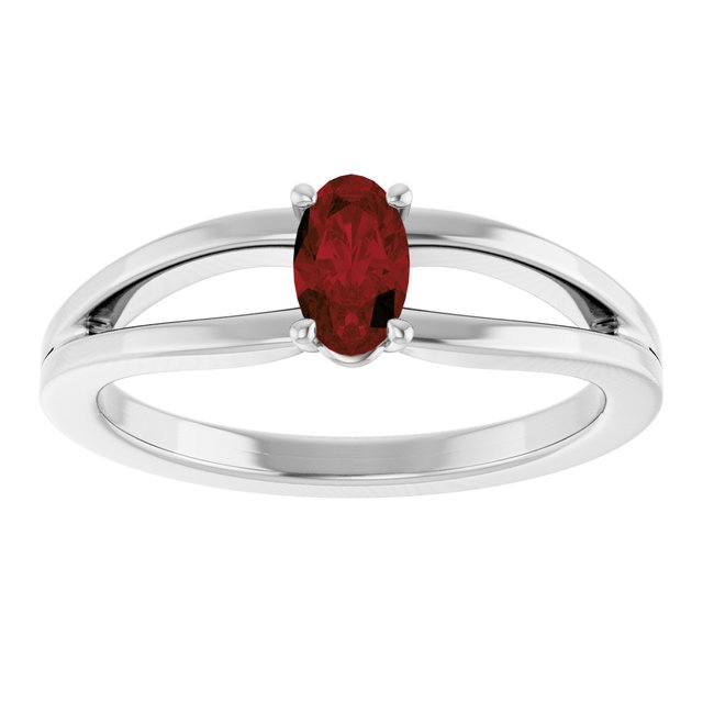 Sterling Silver Imitation Mozambique Garnet Solitaire Youth Ring