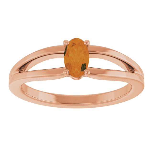 14K Rose Natural Citrine Youth Solitaire Ring