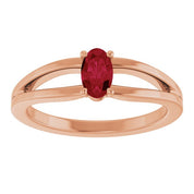 14K Rose Lab-Grown Ruby Youth Solitaire Ring