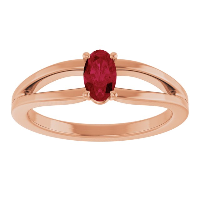 14K Rose Lab-Grown Ruby Youth Solitaire Ring