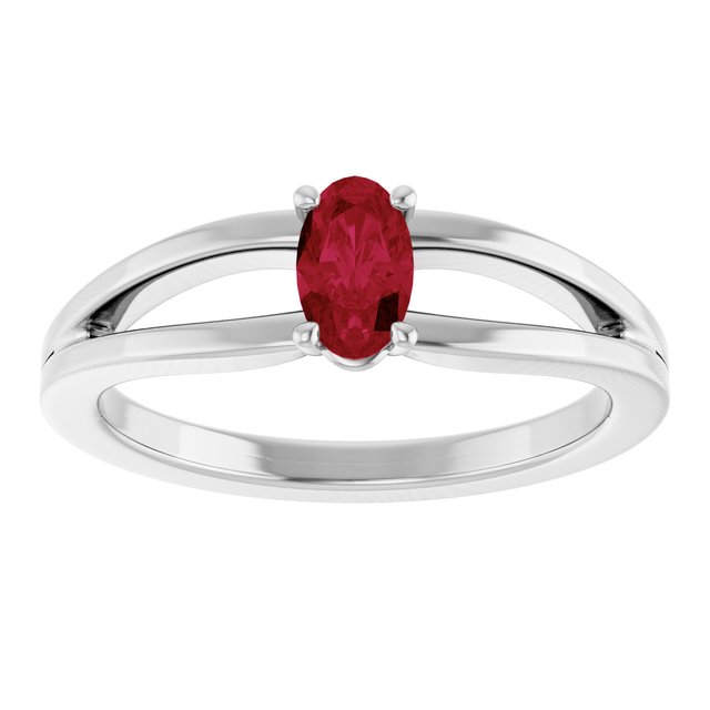 Sterling Silver Imitation Ruby Solitaire Youth Ring