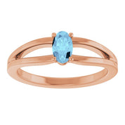 14K Rose Natural Aquamarine Youth Solitaire Ring