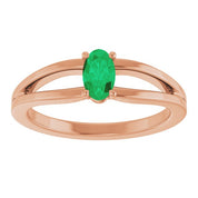 14K Rose Natural Emerald Youth Solitaire Ring