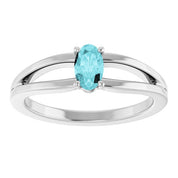 14K White Natural Blue Zircon Youth Solitaire Ring