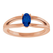 14K Rose Lab-Grown Blue Sapphire Youth Solitaire Ring