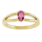 14K Yellow Natural Pink Tourmaline Youth Solitaire Ring