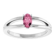 Sterling Silver Imitation Pink Tourmaline Solitaire Youth Ring